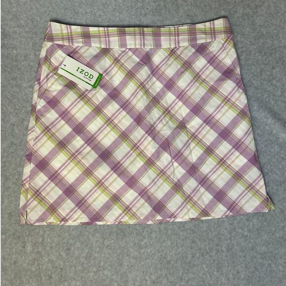 IZOD XFG Golf Skort Mauve Green & White Plaid Womens Size 12 - Picture 1 of 9